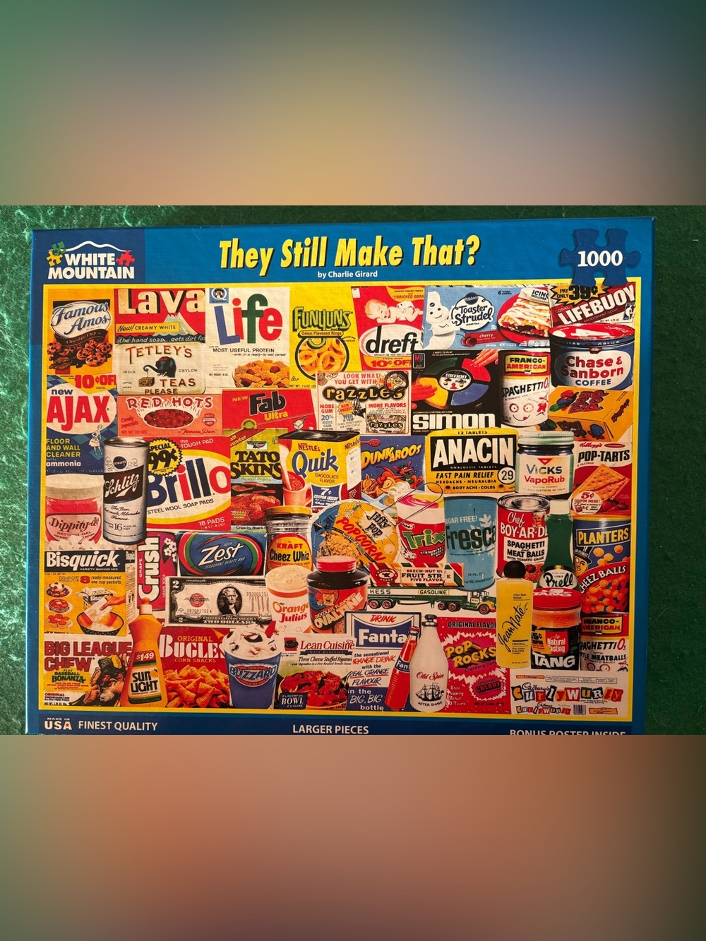 White Mountain Puzzles - Blue, Red, Yellow & Green Logo Poster